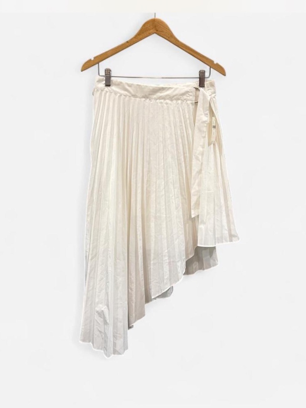 Anthropologie Maeve Off-White skirt Asymmetrical Pleated Wrap tie size 12 boho